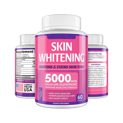 Glutathione Whitening Supplements- 60 Capsules, 2 Per Day (Skin Whitening, Anti-Aging, Detox, Immunity)